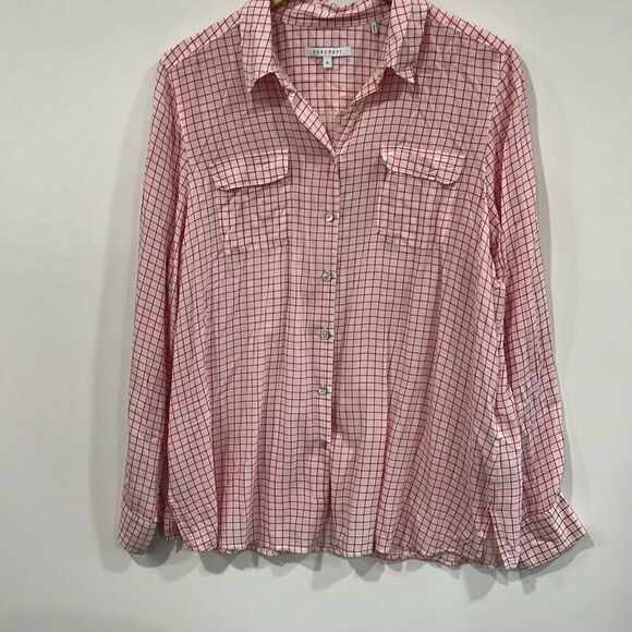 Foxcroft tencel red plaid button up shirt womens - Picture 1 of 8